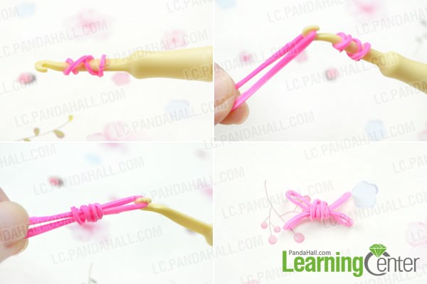Make bows for rubber band bracelet