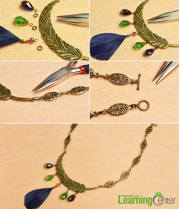 finish the Tibetan style feather pendant necklace