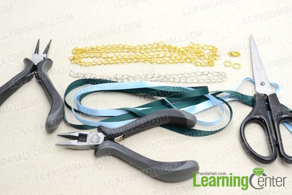 things need for ribbon and chain necklace DIY: