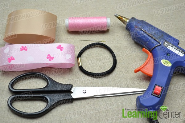 Necessities for this handmade ribbon hair bow: