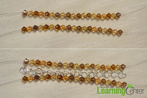 make two bead strands and combine them with the chain