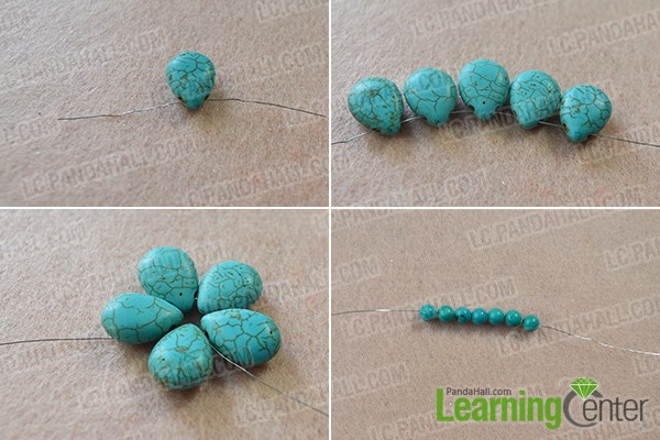 How to Make a Turquoise Beaded Daisy Flower Wire Cuff Bracelet 1