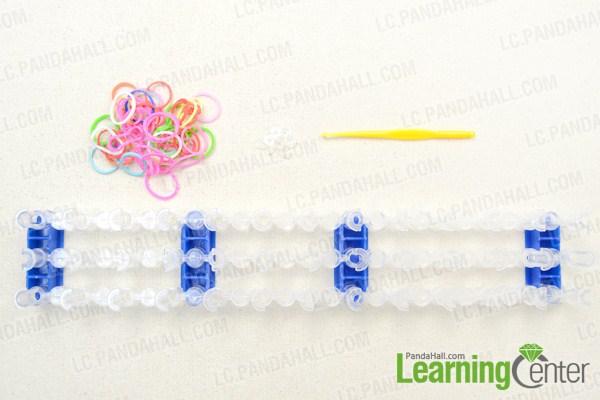 Materials in making rubber band bracelets with loom