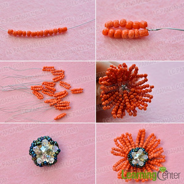 make the third part of the orange sunflower bead bracelet
