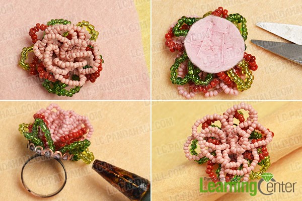 finish this flower seed beads ring