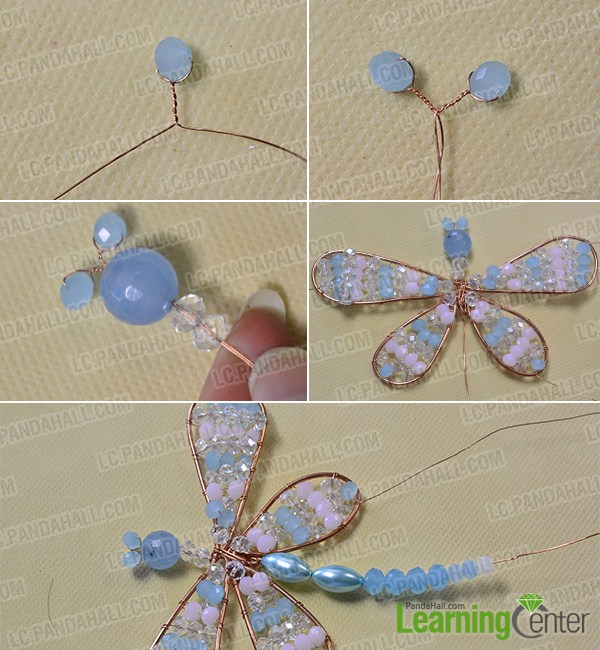 make the first part of the beaded dragonfly hanging ornament