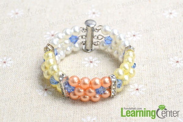 the finished multi strand pearl bracelet