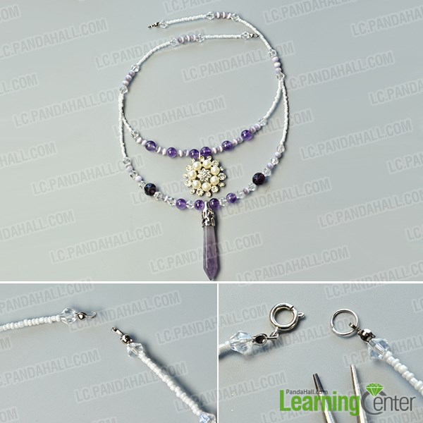 Finish the beaded 2-strand pendant necklace
