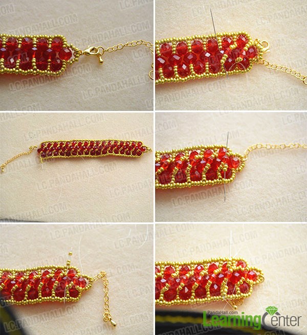weave beads in the middle path of the bracelet