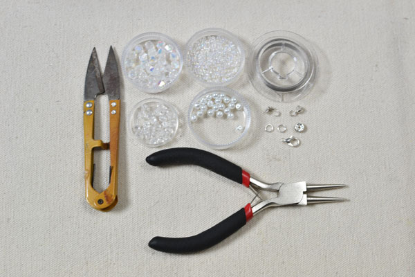 Supplies in making the crystal bow bracelet: