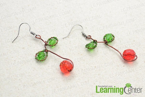 The final red cherry earrings