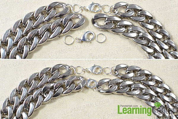 Add a lobster clasp and two jump rings to the both chain to link the two ends together.