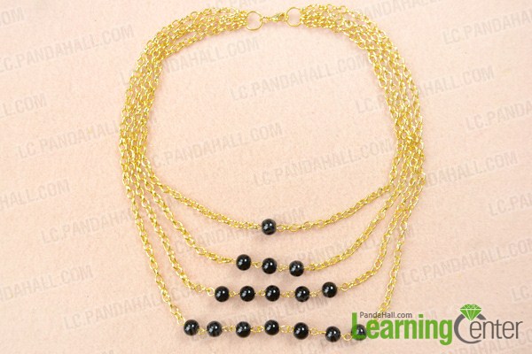 finish  multi strand gold chain necklace