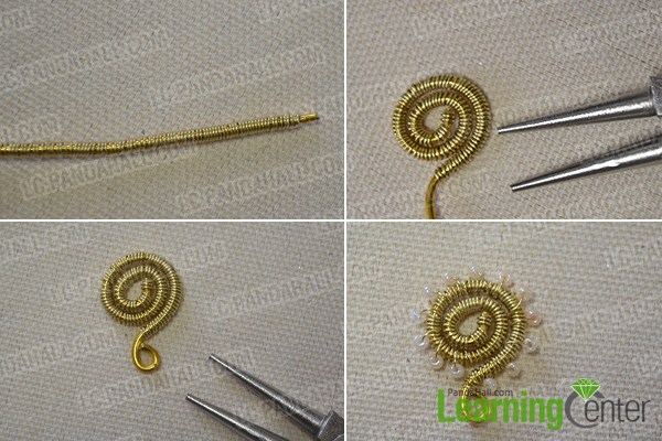 make upper part of the yellow gold dangling snail earrings