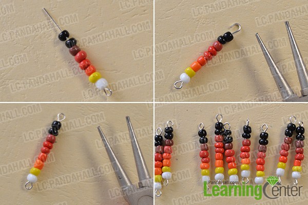 make the first part of the black seed bead hoop earrings