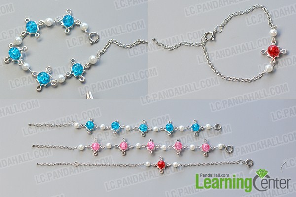 make the rest part of the glass bead and pearl bead chain bracelets