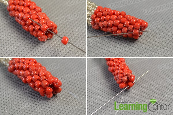 Step 6: Start to close the seed beads column