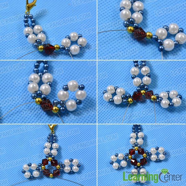 make the second part of the red square beaded flower bracelet
