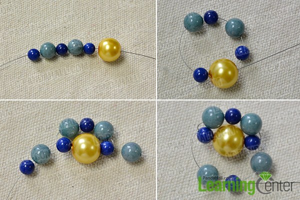 make the main part of the blue and yellow bracelet 