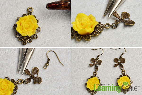 instructions on how to make the flower earrings and ring set