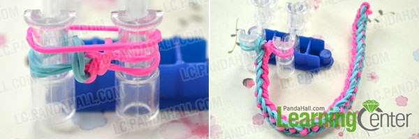making a double rubber bracelet by hand