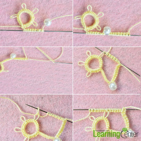 make the third part of the handmade yellow string flower bracelet