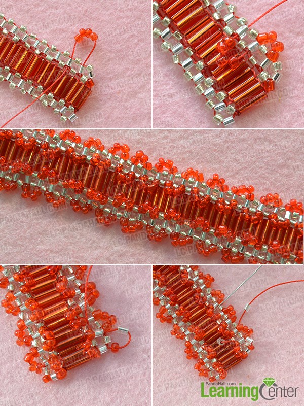 Add red glass seed beads ornaments