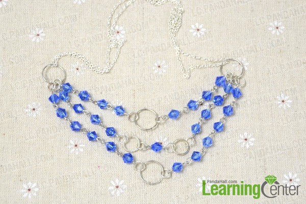 the finished three strand beaded necklace