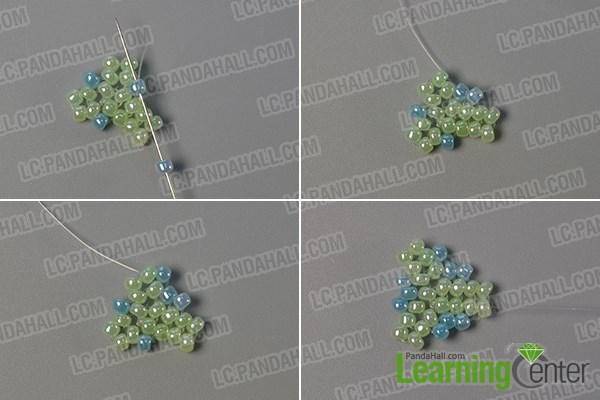 Step 4: Continue to add light blue seed beads