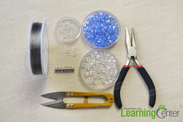 materials needed in DIY the crystal beaded weaving bracelet 