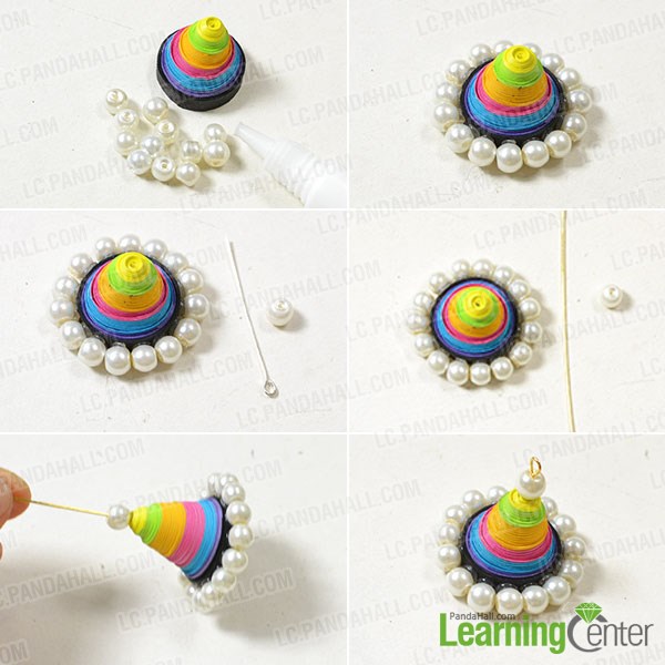 Add pearl beads onto the cone pattern