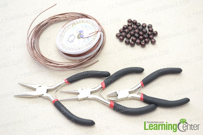 Supplies needed in beaded wire bracelet