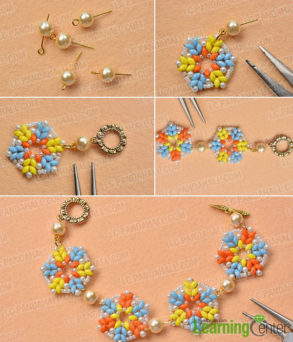 make the rest part of the seed bead flower bracelet