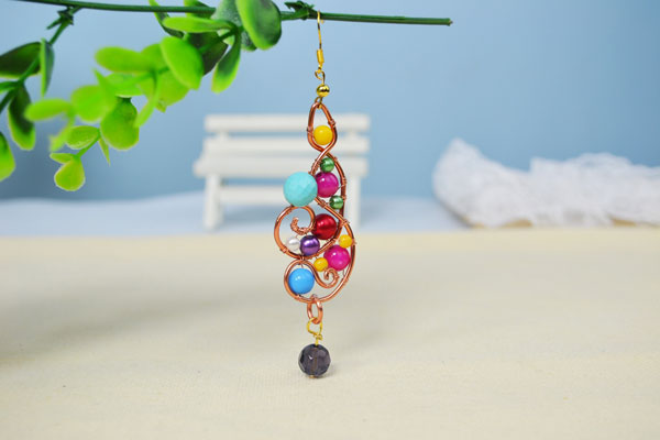 DIY colored wire wrapped dangling earrings 