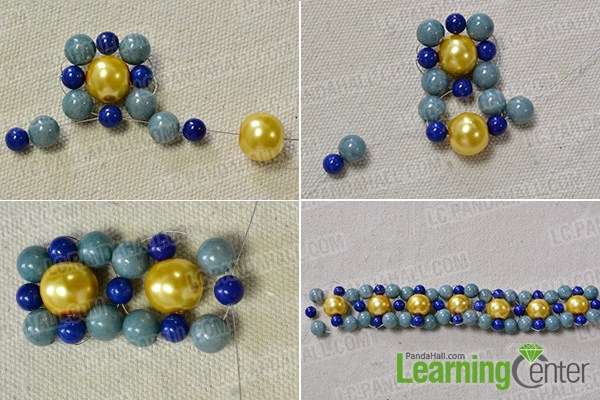 make the main part of the blue and yellow bracelet 