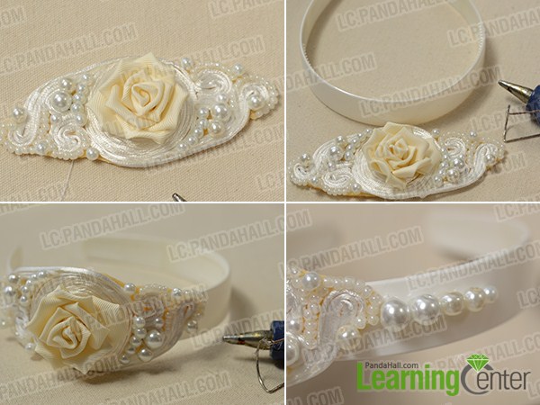 add pearl beads and white plastic hair band