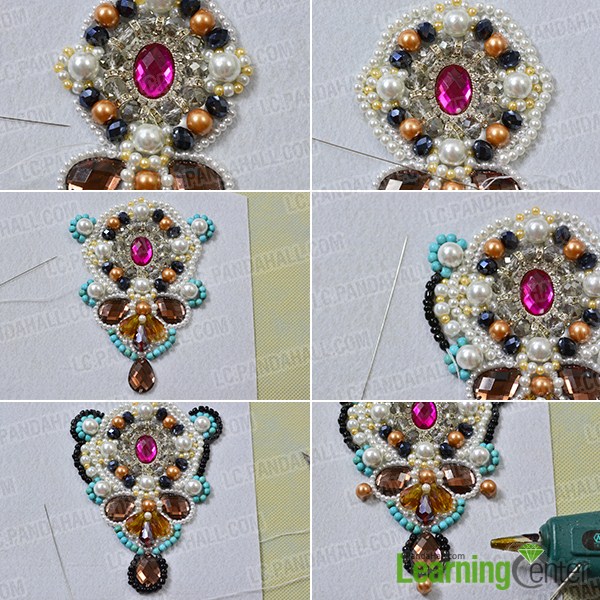 make the third part of the handmade embroidery pearl necklace
