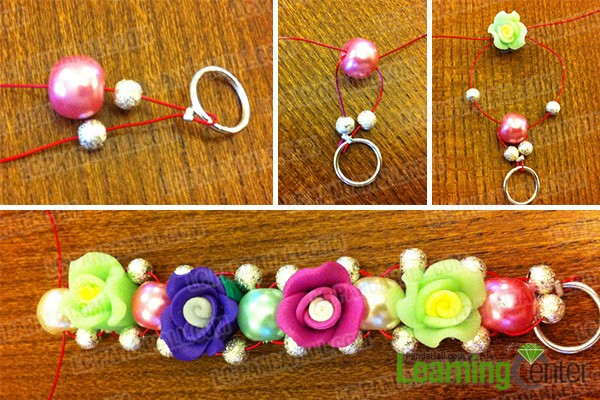 thread stardust beads, glass pearls and flower beads