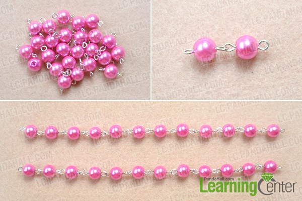 Make the bead chains for the double stranded pearl necklace DIY