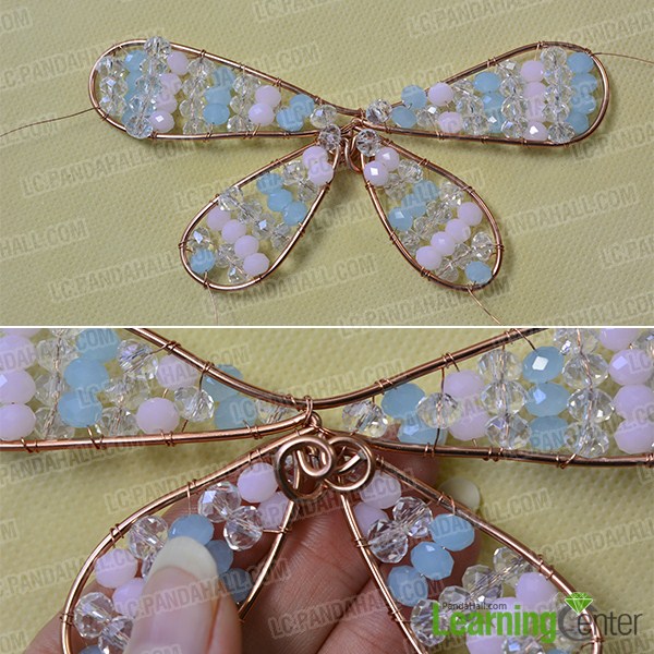 make the first part of the beaded dragonfly hanging ornament