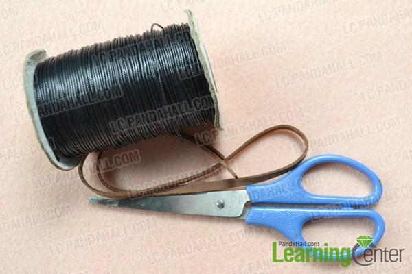 Materials needed in adjustable cord bracelet tutorial