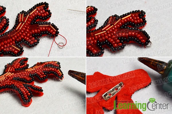 make the rest part of the embroidery seed beaded coral brooch