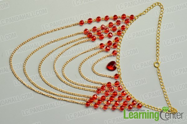finish the red glass beads chain necklace