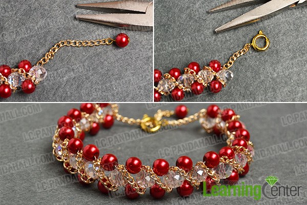 Step 4: Complete the whole beaded chain bracelet