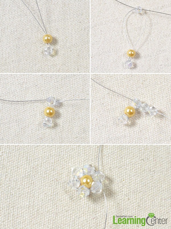  Make five little glass bead flowers