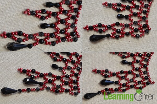 make the fifth pattern of the red and black statement necklace