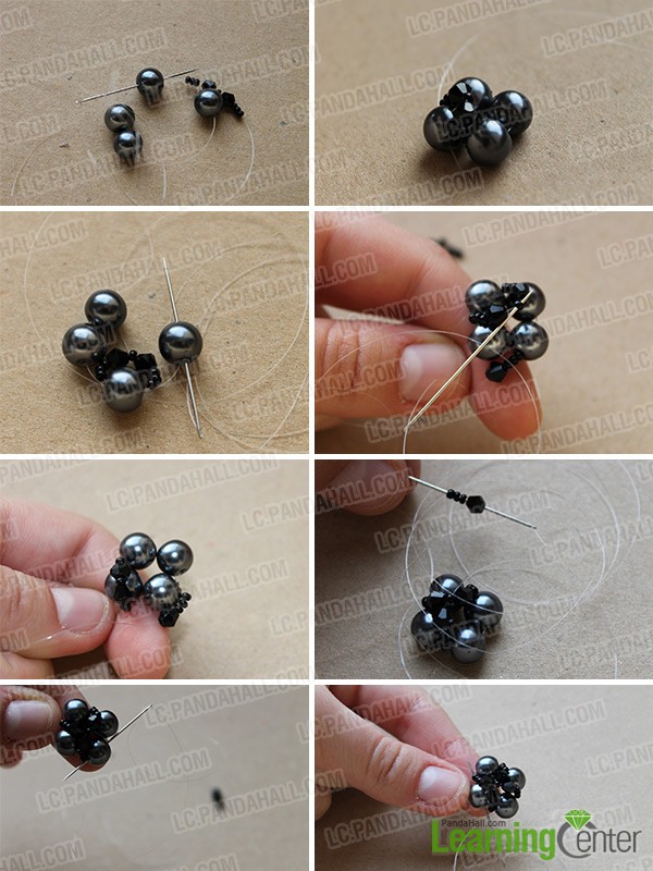 weave seed beads around 4 pearls