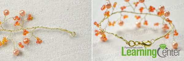 Finish making tree branch wire bracelet with beads