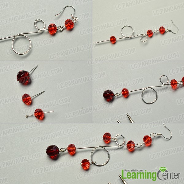 finish the red glass beads dangle earrings
