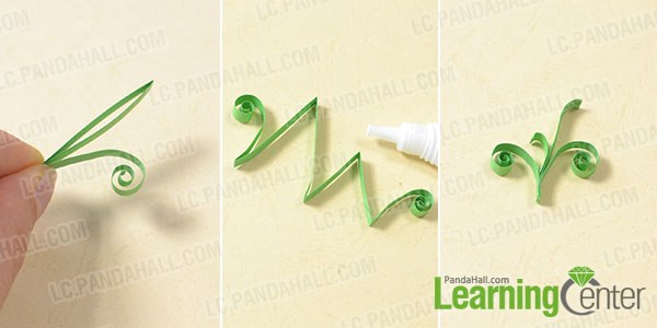 Add green quilling paper leaves
